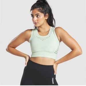Gymshark Energy Seamless Crop Top Light Sage, Size Small